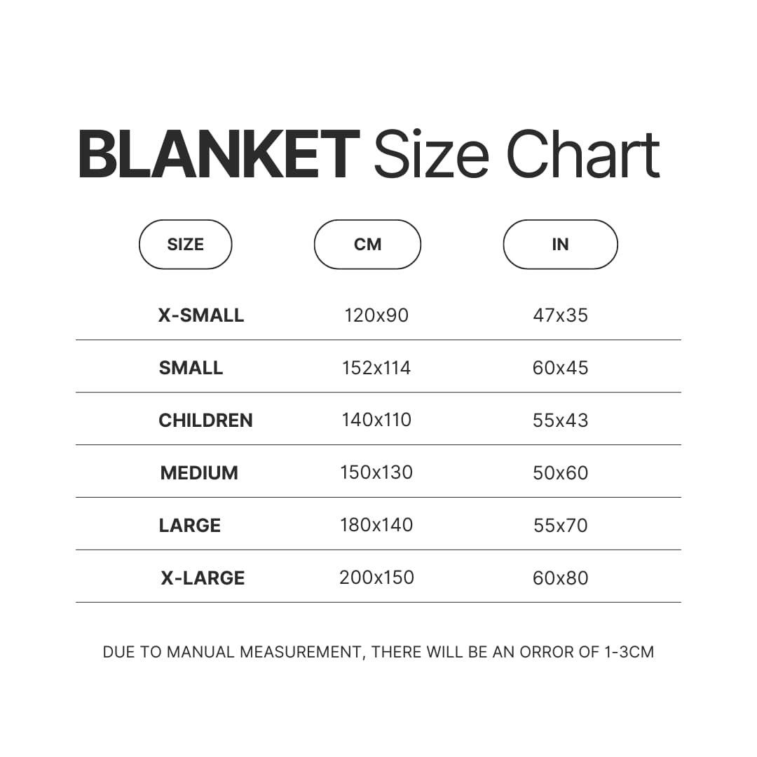 Blanket Size Chart - Ruby Gloom Merch