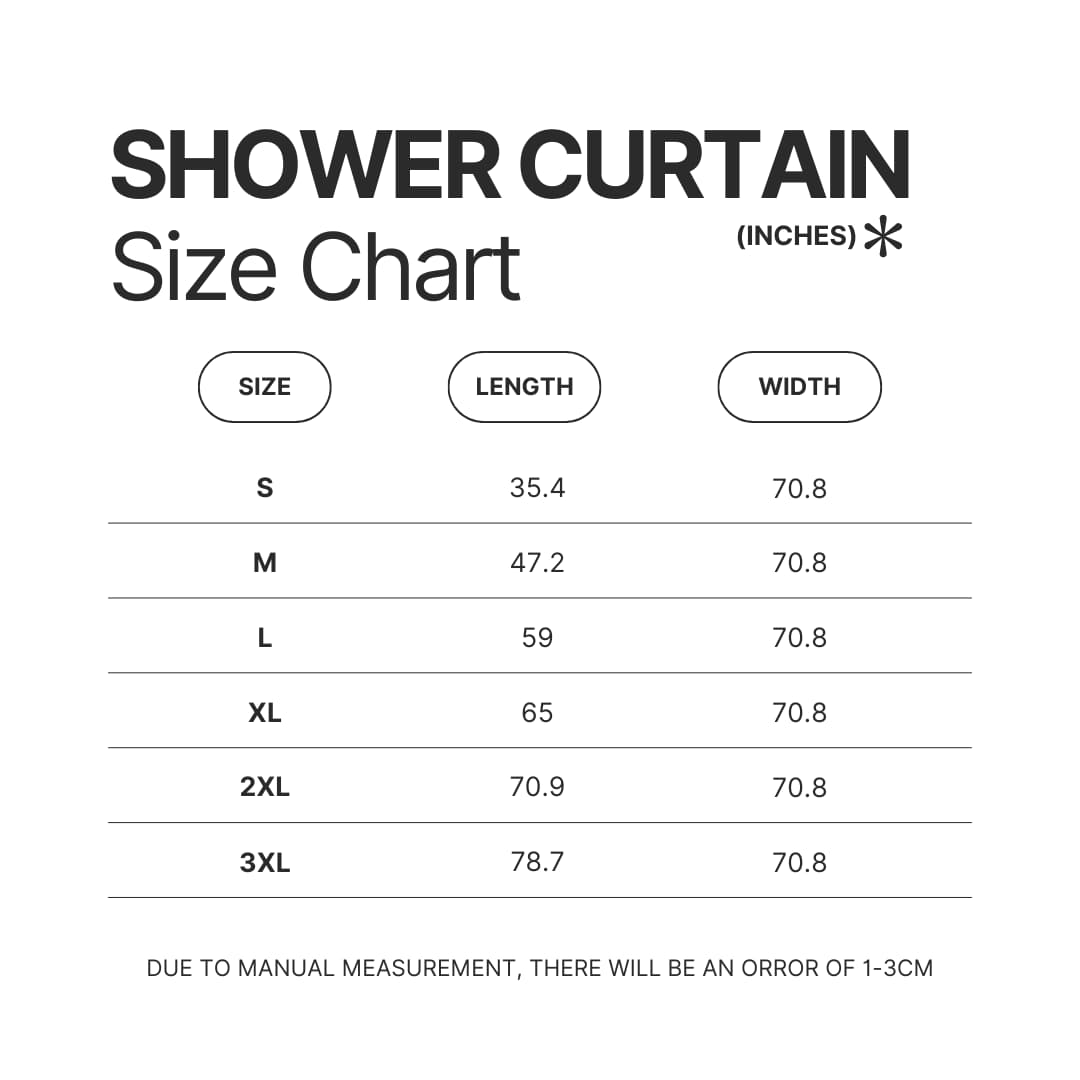 Shower Curtain Size Chart - Ruby Gloom Merch